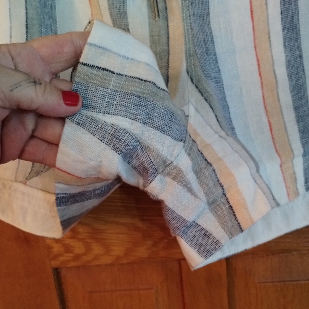 Athleta Linen Striped Pull-On Drawstring Shorts - Picture 11 of 13